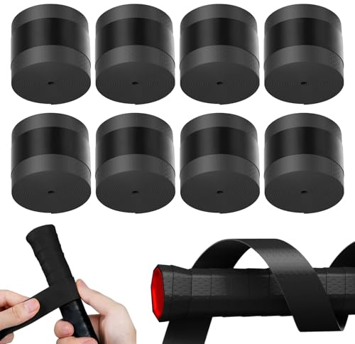 8Pcs Racket Grip Tape, Anti-Slip Sweat-Absorbing Overgrip, Soft Shock-Absorbing Handle Wrap 2.5cm×100cm, Comfortable Grip for Wrist Protection Smooth Grip Tape for Tennis Badminton and Squash Rackets
