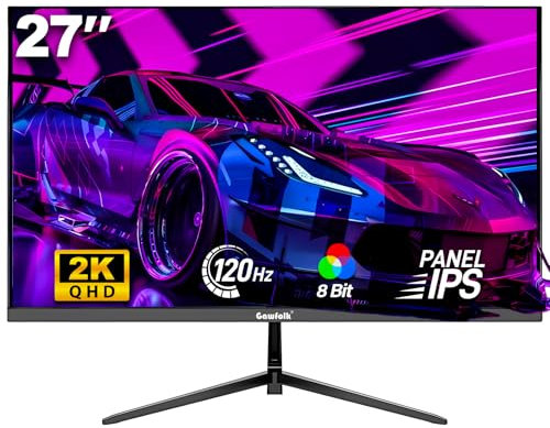 Gawfolk Monitor Gaming 27 QHD 2K | 120Hz 1ms per Esperienza Immersiva | AMD FreeSync | Design Senza Bordi | HDMI/DP e Montaggio a Parete