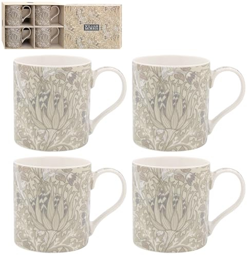 The Leonardo Collection William Morris, set di 4 tazze natalizie per bevande calde e fredde, tazze da caffè resistenti per casa e ufficio, comode e facili da tenere in mano, per bevande e uso