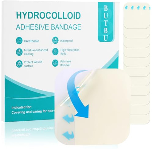 BUTBU Cerotti Riduzione delle Cicatrici, 10 * 10cm Medicazioni idrocolloidali, Cicatrici Trasparenti e Discreti, per Acne, Vesciche, Tagli, Graffi, Ferite, 12 Pezzi