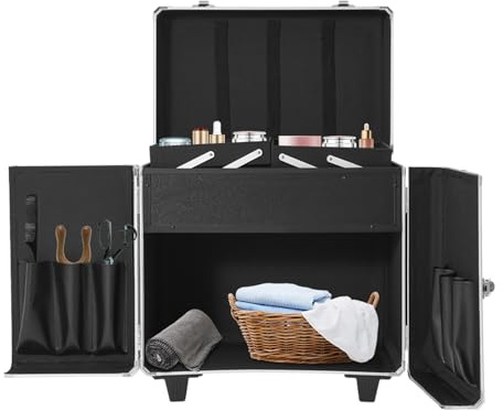 MIUKYUI Mobil professionell fotvård väska av legering fotvård etui 91 cm hög med dragstång och hjul stor kapacitet för salong och hushåll pedikyr och manikyr