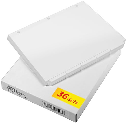 Avery Binder Tabs Divider – Bulk 5‑Tab Write‑On Design, Tear‑Resistant Reinforced Holes, Fits Standard 3‑Ring Binder, White Recycled Index Paper, 36 Sets – Ideal for Students & Offices