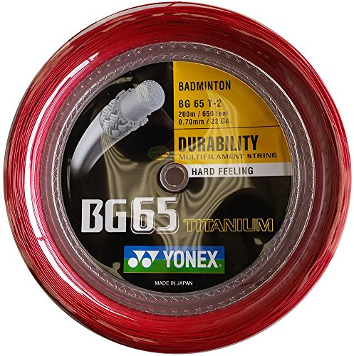 YONEX BG65TI Titanium Badminton String Coil 200M, Color- Red