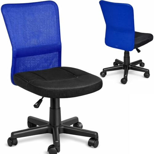 BAKAJI Sedia Scrivania Ufficio Cameretta Girevole in Tessuto Rete Altezza Regolabile con Ruote (Nero Blu)