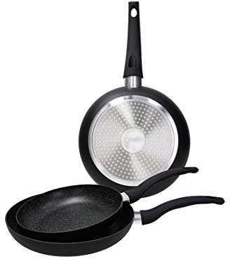 Tognana Rock in Black, Set 3 Padelle 20/24/28 cm, Alluminio, Nero