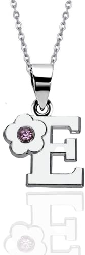 JennyWrenJewels Initial Letter Necklace for Girls A-Z, Crystal Initial Pendant, Flower Girl Keepsake Gift, Birthday Gift for Daughter, Granddaughter, Niece & Goddaughter