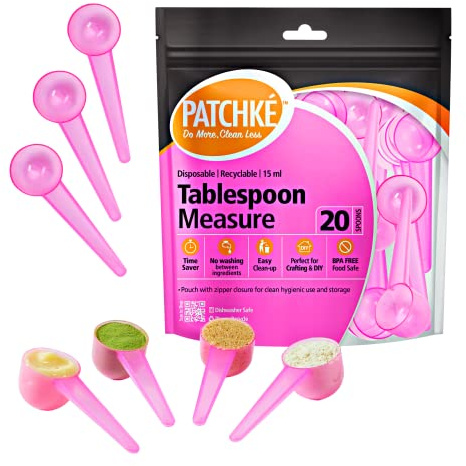 Patchke Disposable Measuring Spoons, Fits in Jar, Good for Formula, Coffee, Pet Food (15 ml - 1 Tablespoon - 20 Pack)