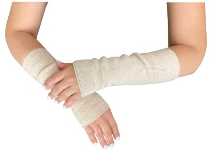 wobera ANGORA Stulpen oder Pulswärmer mit 45% Angora, 25% Schurwolle, 20% Polyamid, 10% Elasthan für Damen und Herren (Gr. 1/S, Farbe: beige)