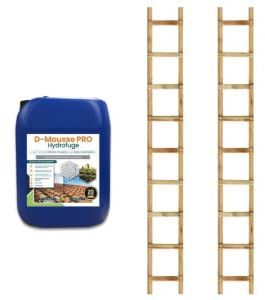 Echelle de Toit - AMI HAUTEUR - Echelle Bois - Hydrofuge - Lot de 2 (4 Mètres + 4 Mètres)
