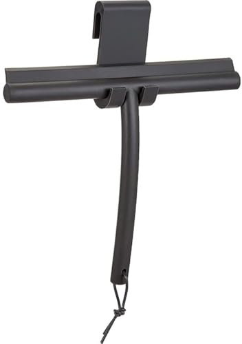 PIQIUQIU Silikon Duschabzieher mit Halterung,aus Silikon, Rutschfester Abzieher Dusche 23,5cm für Glas, Fliesen, Spiegel, Fenster, Autoscheiben schwarz