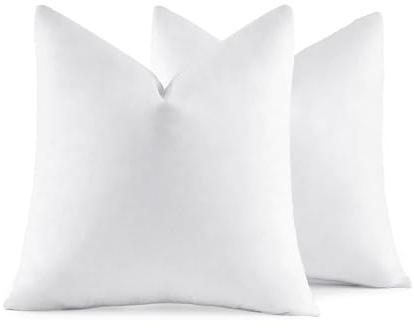 MIULEE 24x24 Euro Pillow Inserts, Set of 2 Down Feather Throw Pillows for Couch Sofa Bed, Decorative Fluffy Throw Pillow Inserts Cotton Fabric,White