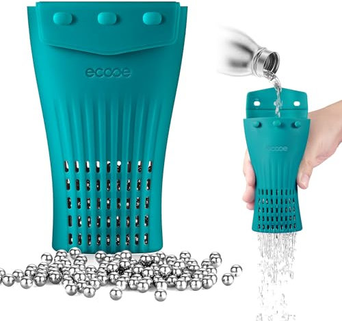 ecooe 1200 Perline di per Pulizia con Custodia in Silicone Verde, Riutilizzabili Perle di Pulizia in Acciaio Inox, per Decanter, Bottiglie, Vasi, Caraffe, Senza Graffi, Senza ruggine