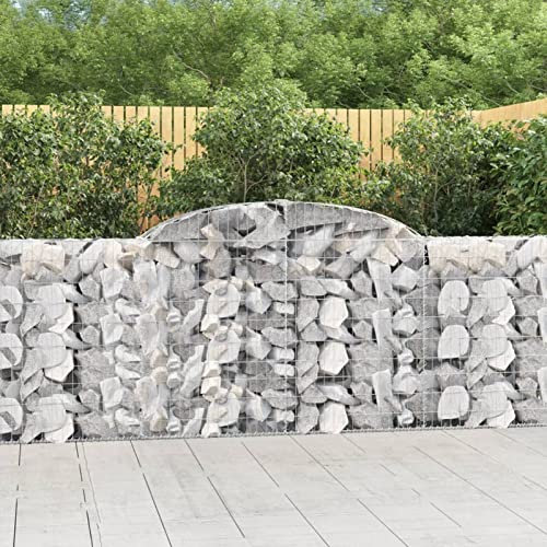 Rantry Arched Gabion Baskets 9 pcs 300x30x100/120 cm Galvanised Iron, Gabion Basket Cage, Mesh Wire Stone Basket, Outdoor Spiral Retaining Wall, Garden Planter