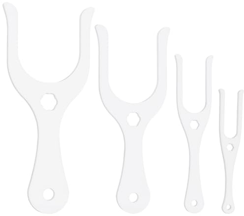 BENECREAT 4 Taille Fourchettes à Tricoter en Acrylique Blanc, Outil de Tressage de Cordon de Fourche en Corne, Outils de Tissage pour la Fabrication de Bracelets et de Colliers