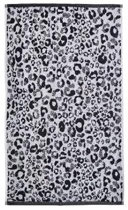 Fusion Black & White Animal Print Hand Towel – 50 x 90cm – 100% Cotton – Cheetah/Leopard Paw Pattern – Safari Bathroom Accessory – Small Towel for Hands or Head – Soft & Absorbent – Stylish Design
