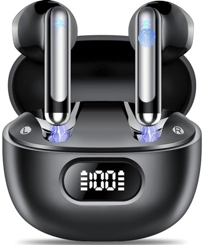 Tukio Auriculares Inalámbricos Bluetooth, Auriculares Bluetooth 5.3, 4 Mic con Reducción de Ruido ENC, 50H con Graves, Cascos Inalambricos Bluetooth IP7 Impermeable, Carga Rápida USB-C, Ajuste Cómodo