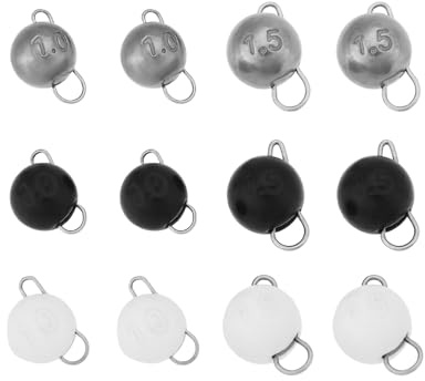 eMagTech 12 Stück Angelgewichte aus Wolfram-Tscheburashka Senker 1 G 1,5 G Geeignet für Alle Süßwasser-/Salzwasserfische Barsche Karpfen Döbel Kabeljau Leuchtend Schwarz Silber