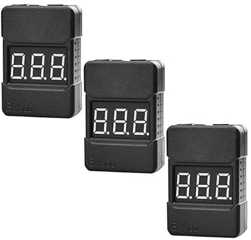 GERUI 3 tester di tensione della batteria agli ioni di litio 2 in 1, 1 – 8s, allarme estivo RC a bassa tensione per 1s-8s lipo/ioni di litio/LiMn/Li-Fe monitorare BX100 guscio nero