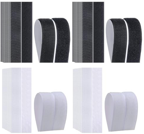 16 PCS Velcro Adhesivo Doble Cara, Cierre Adhesivo Doble Cara Extrafuerte, Cinta adhesiva Doble Cara, 3 * 10cm (blanco y negro)