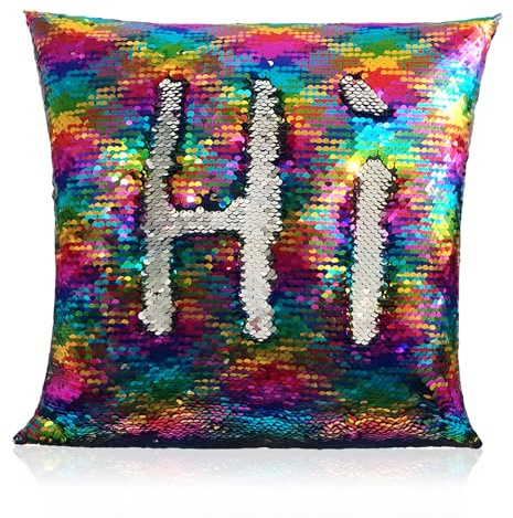 Cncedi Magic Reversible Sequins Pillow Cover Throw Cushion Case, Color Changing Pillow Cover for Home Car Sofa Decorative,40x40cm