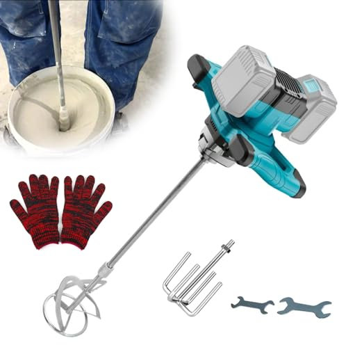 Betoniera compatibile con batteria da 18-21 V, miscelatore per malta per vernice, miscelatore da 3100 W (senza batteria), motore brushless in rame, interruttore bloccabile, ergonomico, miscelatore