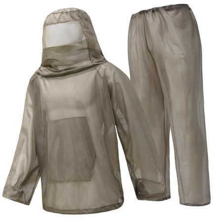 Perfeclan Traje de Apicultor, Trajes de Apicultor de Alta Visibilidad, Cordones Ajustables, Traje de Apicultor de Cuerpo Entero para jardín, Granja y Patio, M L Coffee