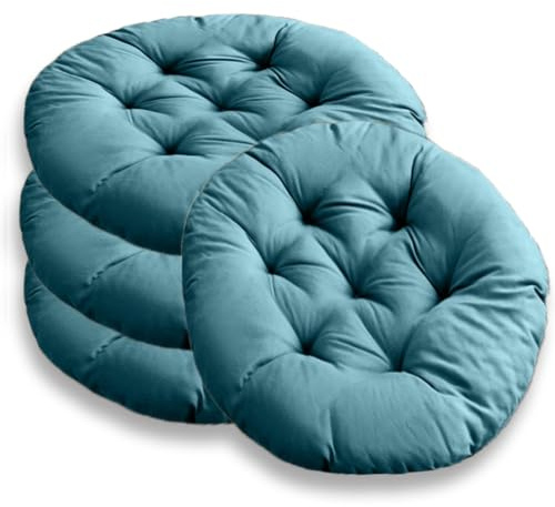 Set di 4 cuscini per sedia rotondi da 40 cm, cuscini da seduta imbottiti, cuscini per sedia antracite per sedia da giardino, ufficio, balcone, morbidi cuscini per interni ed esterni, imbottitura per