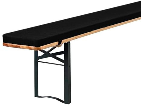 Genérico Cojines para Bancos de Cerveza 160x30 Cojines para Banco con Desenfundable Lavable y Fondo Antideslizante para Bancos de Cerveza, Exterior para Fundas de Mesa de Cerveza,Negro,110x40x3cm