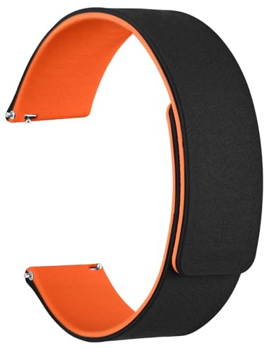WOCCI 22mm Correa de Reloj Magnética, Silicona de Grano de Madera, Liberación Rápida (Negro+Naranja)