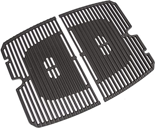 GFTIME 35 x 23,5 cm gjutjärn grillgaller för Burnhard Wayne bärbar 2 brännare, Burnhard gasgrill Wayne tillbehör massivt gjutjärnsgaller, 2 stycken