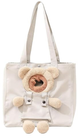 Bear Style Pet Tote Bag - Canvas Valp, Bärväska, Bekväm Kattunge Axel Handväska, Portabel Djur Bärsäck | Utomhusresetillbehör för vardagliga promenader, camping och shopping