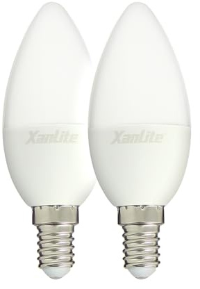 Xanlite PACK2EV470F Lot De 2 Flamme E14-Ampoule Angle D'Éclairage 250 LED 5W Équivalant 40W-Ampoule Petit Culot À Vis 470 Lumens-Lumière Blanc Chaud-PACK2EV470F Plastique + Verre E14 5 W 2700 K