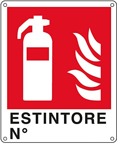 CARTELLO ALLUMINIO 25x31cm 'ESTINTORE N°'' CARTELLI SEGNALATORI