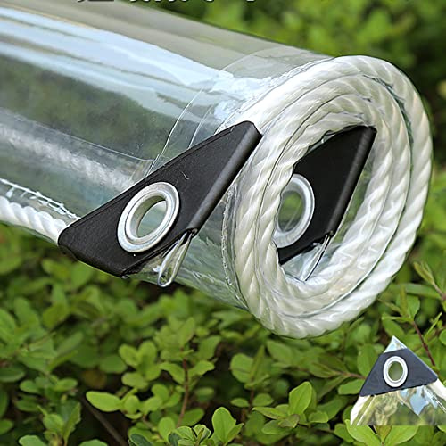 FENGSHOUU Vattentät transparent PVC-presenning med öglor, väderbeständig, hållbara takvika, 0,35 mm, regnskydd, trädgårdsmöbler, växter, växthus, husdjur, hatt, tak