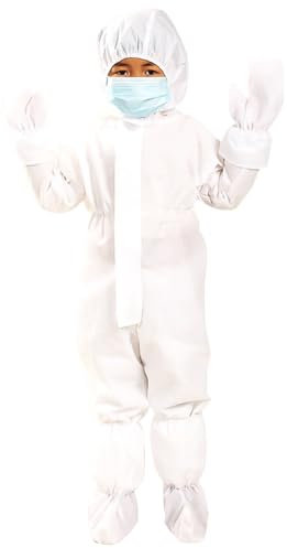 VALICLUD Combinaison jetable pour enfants avec poignets élastiques, chevilles et capuche, non poreux, anti-poussière, avec gants et couvre-chaussures
