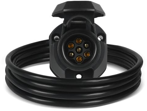 AOHEWEI Conectores de Remolque de Enchufe precableado de 7 Pines 7 vías con Adaptador eléctrico de Cable de 7 núcleos de 2M para camión RV Caravana u Otro vehículo Comercial