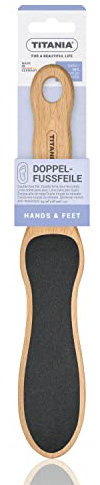 TITANIA Holzfussfeile (Grob & Fein) • Hornhaut Feile aus Echtholz • Doppelseitige Hornhautraspel Fuß • Fußfeile aus Buchenholz • Mühelos Hornhaut entfernen • Hornhautfeile „Made in Germany“