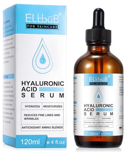 Siero Viso all’Acido Ialuronico per Viso e Occhi - Siero per il Viso di Lunga Durata, Illuminante, Antirughe e Antietà, Riduce l'aspetto di Secchezza, Linee Sottili 120ml