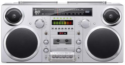 Reproductor de cinta retro portátil, reproductor de casete Bluetooth, radio retro y grabadora con entrada AM/FM, CD/USB/cassette/Bluetooth/AUX