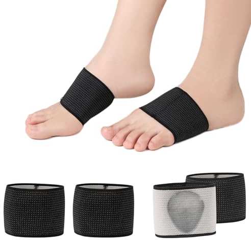 Lilbitty 1 par plantar fasciit, smärtbandage för fotvalv, justerbara kompressionsinsatser, ortopediska inlägg för platta fötter, munstycke, hög vänd, svart