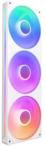 NZXT F360 RGB Core - Unité de ventilation à cadre unique de 360 mm avec trois ventilateurs RVB de 120 mm - Contrôle de la vitesse et de l'éclairage - Pression statique et flux d'air élevés - Blanc