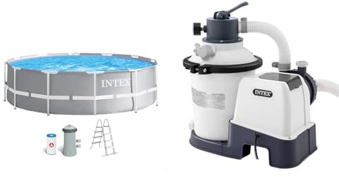 Intex 26716NP - Piscina Redonda Desmontable intex Prisma Frame 366x99 cm con depuradora & 55249 - Depuradora de Arena Krystal Clear 3.500 L/H, para Piscinas Desmontables de hasta 17.00