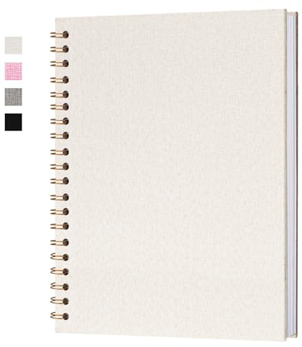 Hiwhy Album Photo de Scrapbooking DIY 28x20,5 cm, Couverture en Lin Rigide Pages Blanches, 40 Feuilles/80 Pages Livre de Souvenirs, Cadeaux pour Bébé Enfant Mariage Voyage Diplôme Anniversaire, Beige