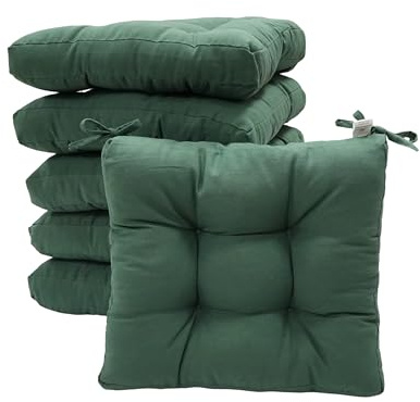 Viste tu hogar Pack 6 Cojines para Silla, 40x40x5 CM, Efecto Tridimensional, Relleno de 100% Poliéster, Ideal para Comedor, Terraza, Salón y Restaurante, Color Militar, Fabricado en España