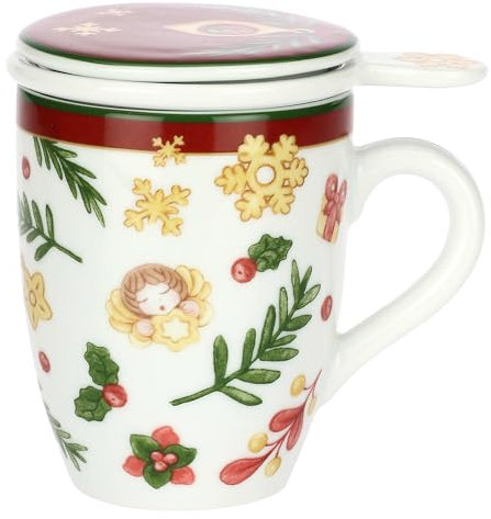 THUN, Tisaniera in Porcellana, Collezione Sorprese di Natale, Tisaniera da Collezione, Idea Regalo per Natale, 350 ml, Ø 9 cm, 12 cm h