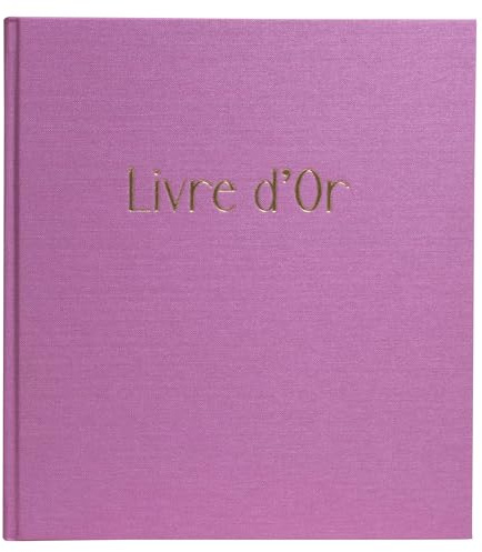 Exacompta - Ref. 47790E - 1 Gästbok POP'N CO - Kompakt format 21 x 19 cm - Guldkantad och präglad LIVRE D'OR - 140 vita sidor - Lila färg