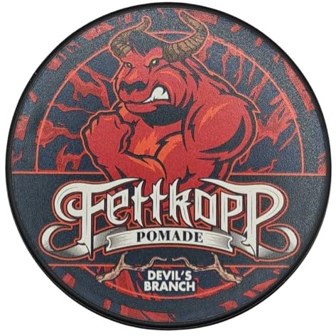 FETTKOPP POMADE - Devils Branch - würzig-erdig-warm-holzig - starker Halt (firm hold) - 51g Haarwachs & Haargel Alternative Barbershop Hairstyling Herrenpomade ölbasiert Made in Germany