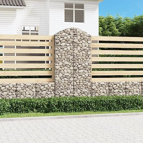 HaoChrymec Gavión con Arco Alto 100x30x200/220 cm, Hierro Galvanizado, Muro de Contención de Piedra, Cesta Muro Gaviones, Pared Piedras Malla Metálica, Jardinera de Gaviones