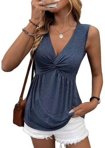 GRMLRPT Debardeur Femme Blouse Chic Elégant sans Manches T-Shirt Été Décontracté Cami Tops Basique Hauts Col V Tank Top(Multicolore,S-XXL)