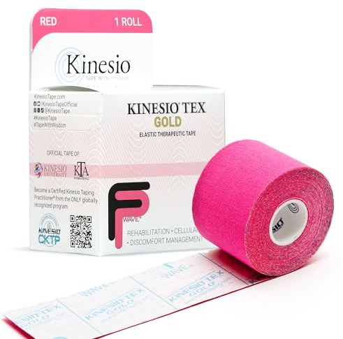 Kinesio Taping - Elastic Therapeutic Athletic Tape Tex Gold FP - Red – 2 in. x 16.4 ft